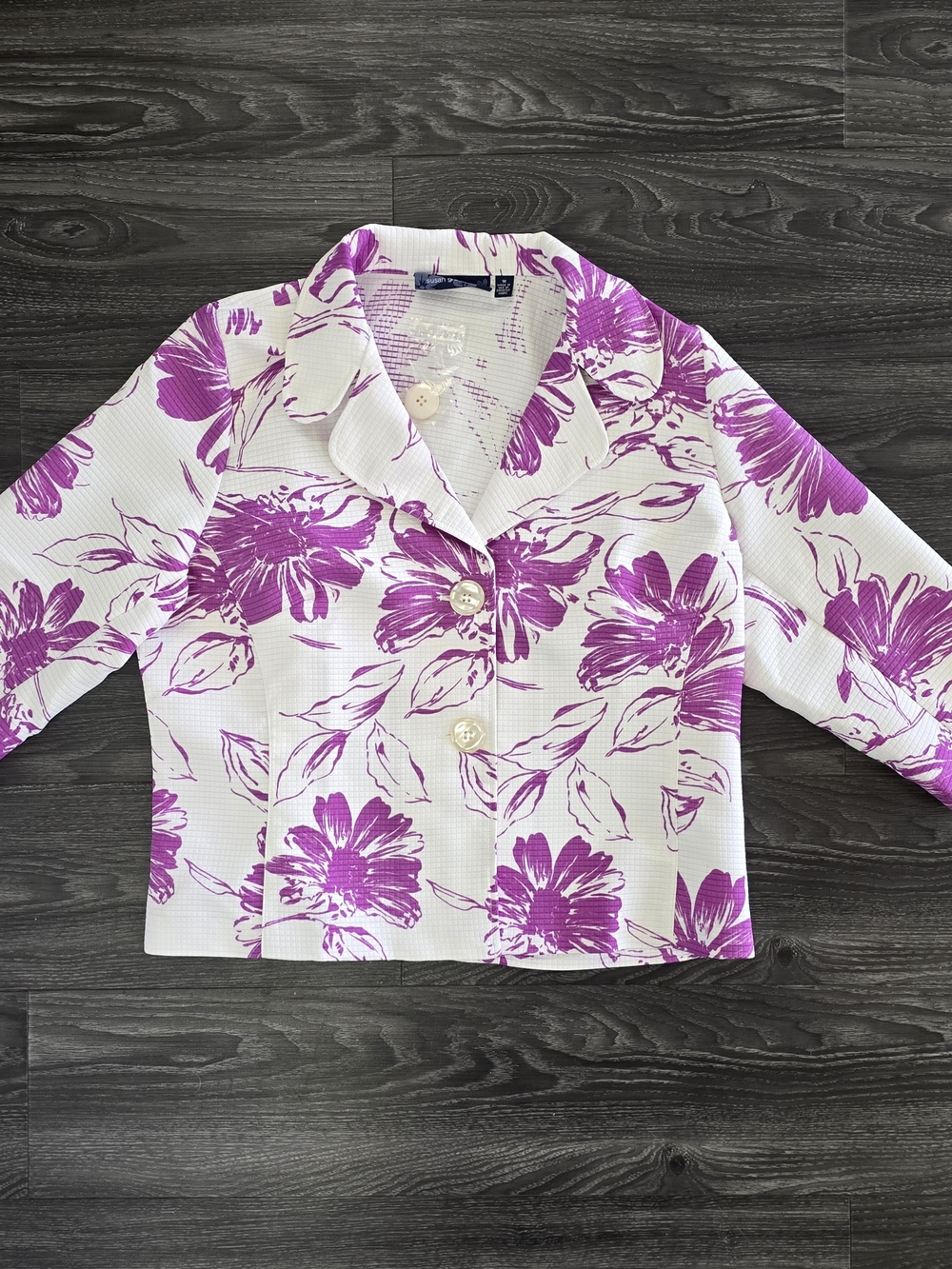 Susan Graver Style Purple Floral Button Jacket Blazer Size 1X
